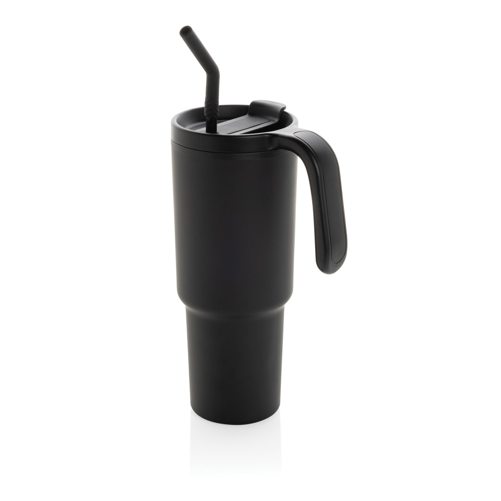 Beker 900 ml met draaibare deksel, rondom bedrukbaar, zwart