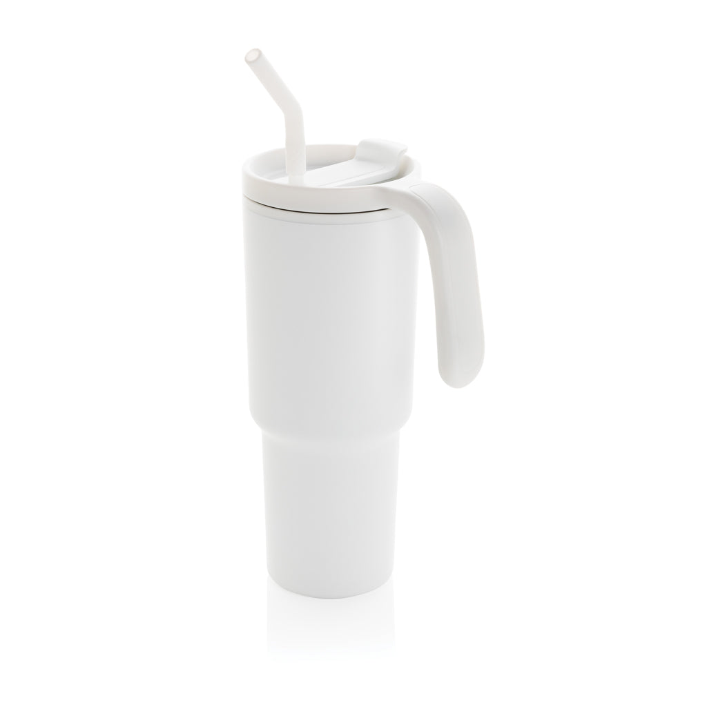 Beker 900 ml met draaibare deksel, rondom bedrukbaar, wit