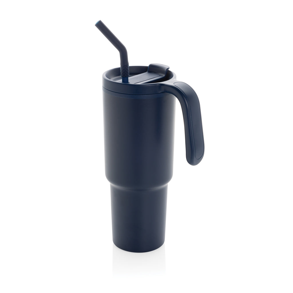Beker 900 ml met draaibare deksel, rondom bedrukbaar, donkerblauw