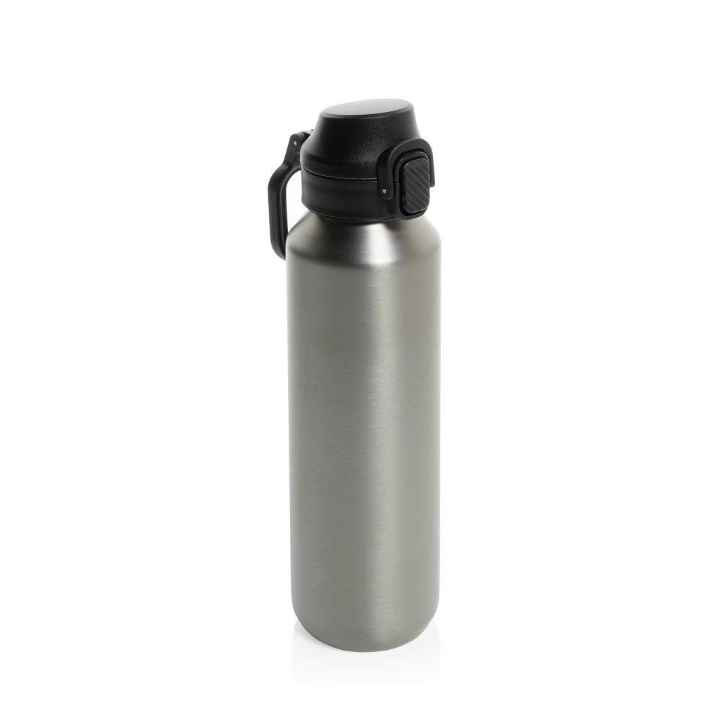 Sportfles 600 ml, enkelwandig met vergrendelbare dop, zilver