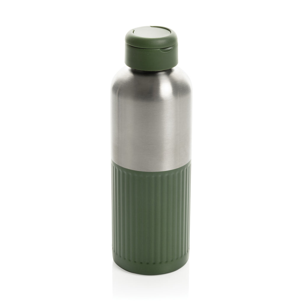 Waterfles 750 ml, geribbeld met handvat in de dop, groen