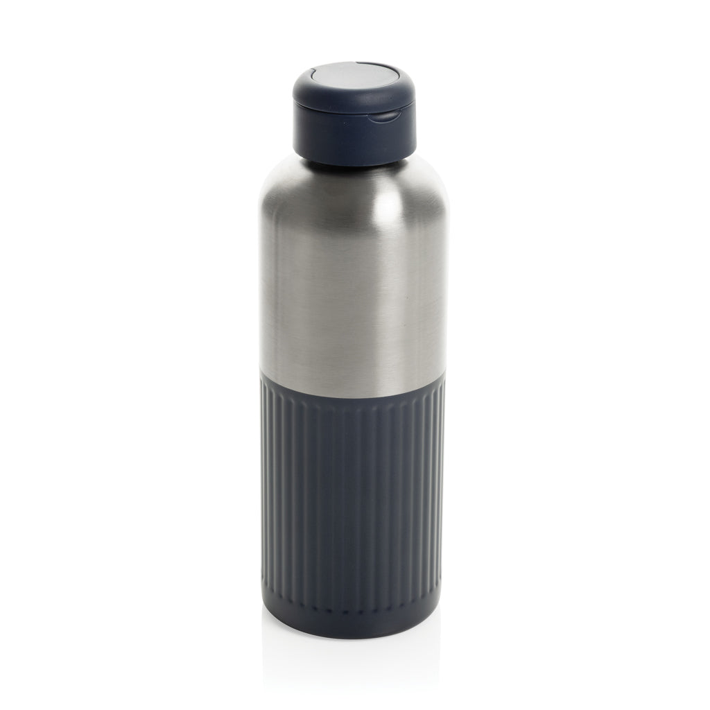 Waterfles 750 ml, geribbeld met handvat in de dop, donkerblauw