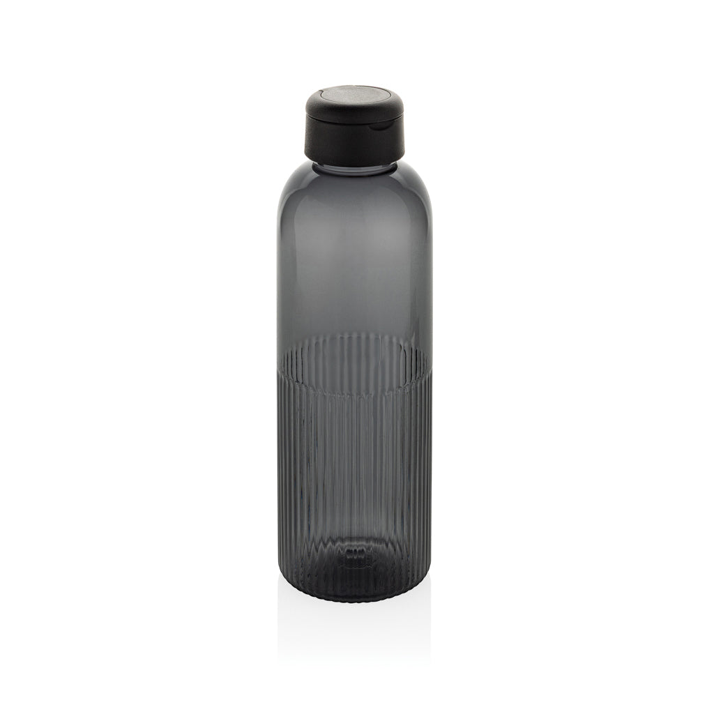Waterfles 750 ml, geribbeld met handvat, gerecycled PET, zwart