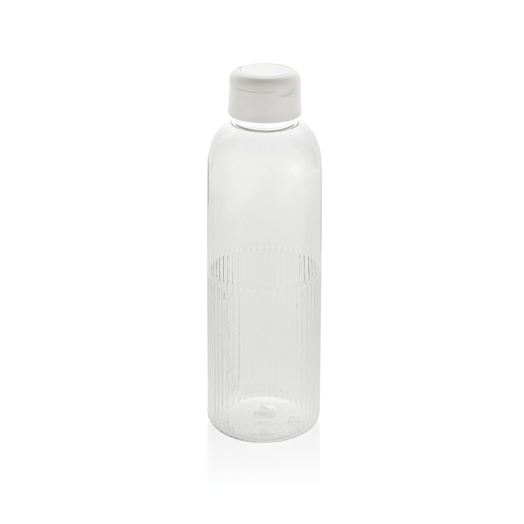 Waterfles 750 ml, geribbeld met handvat, gerecycled PET, wit