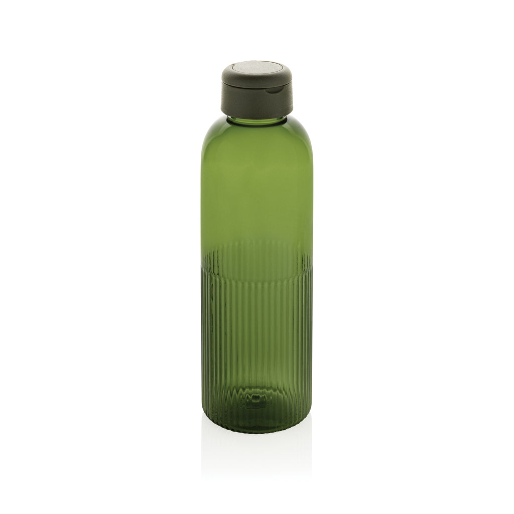 Waterfles 750 ml, geribbeld met handvat, gerecycled PET, groen