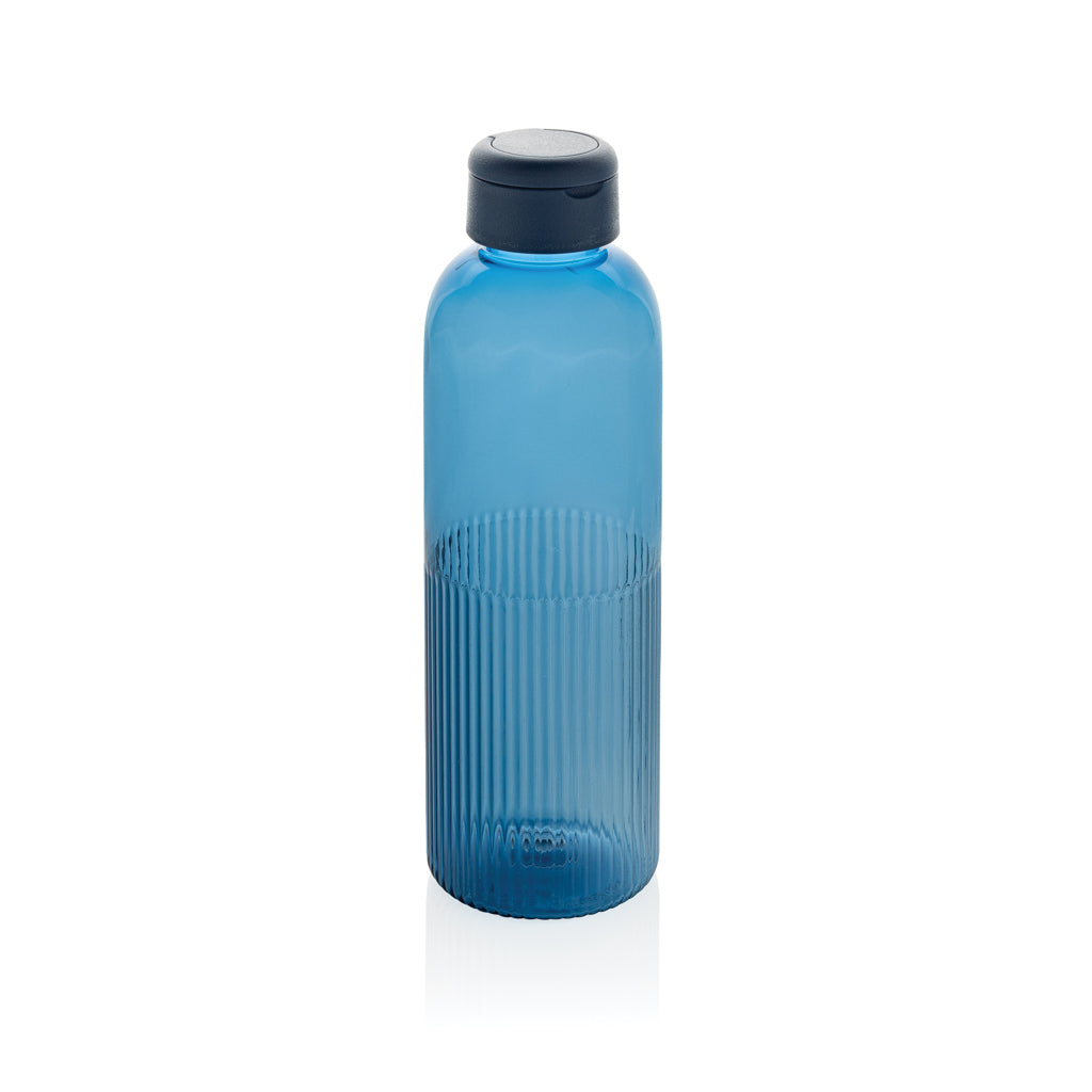 Waterfles 750 ml, geribbeld met handvat, gerecycled PET, donkerblauw