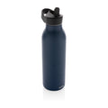 Fliptop waterfles 500 ml met rietje, donkerblauw