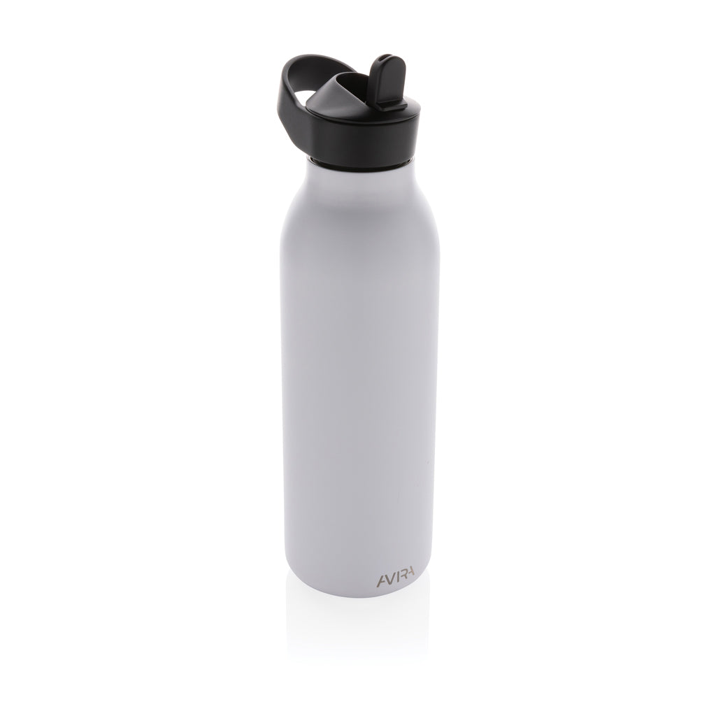 Fliptop waterfles 500 ml met rietje, wit