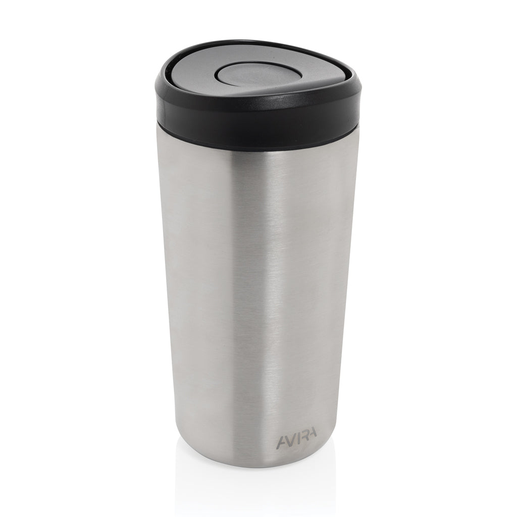 Koffiebeker 400 ml met één-klik opening, zilver