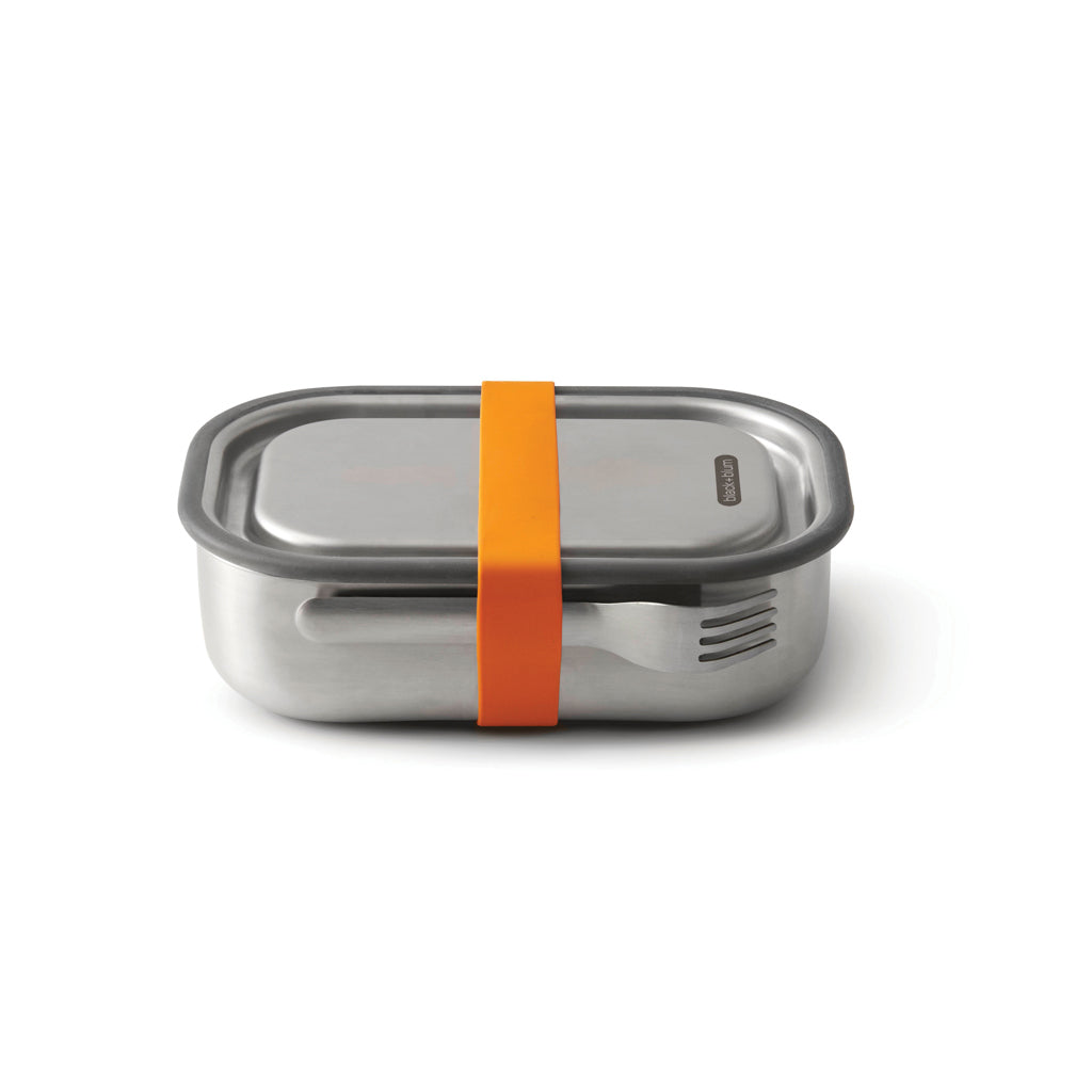 RVS lunchbox groot, ook geschikt voor oven en vriezer, oranje