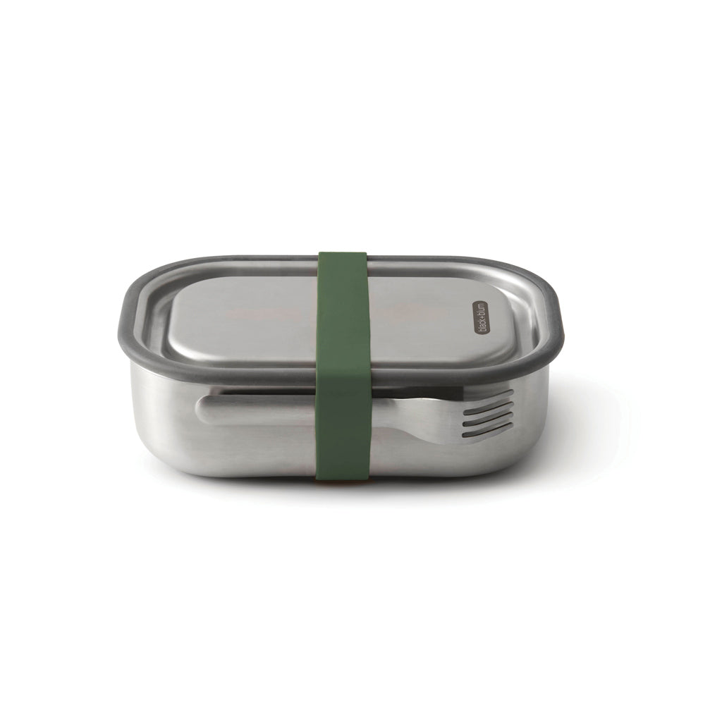 RVS lunchbox groot, ook geschikt voor oven en vriezer, olijfgroen