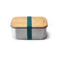 RVS sandwichbox groot met bamboe deksel, turquoise