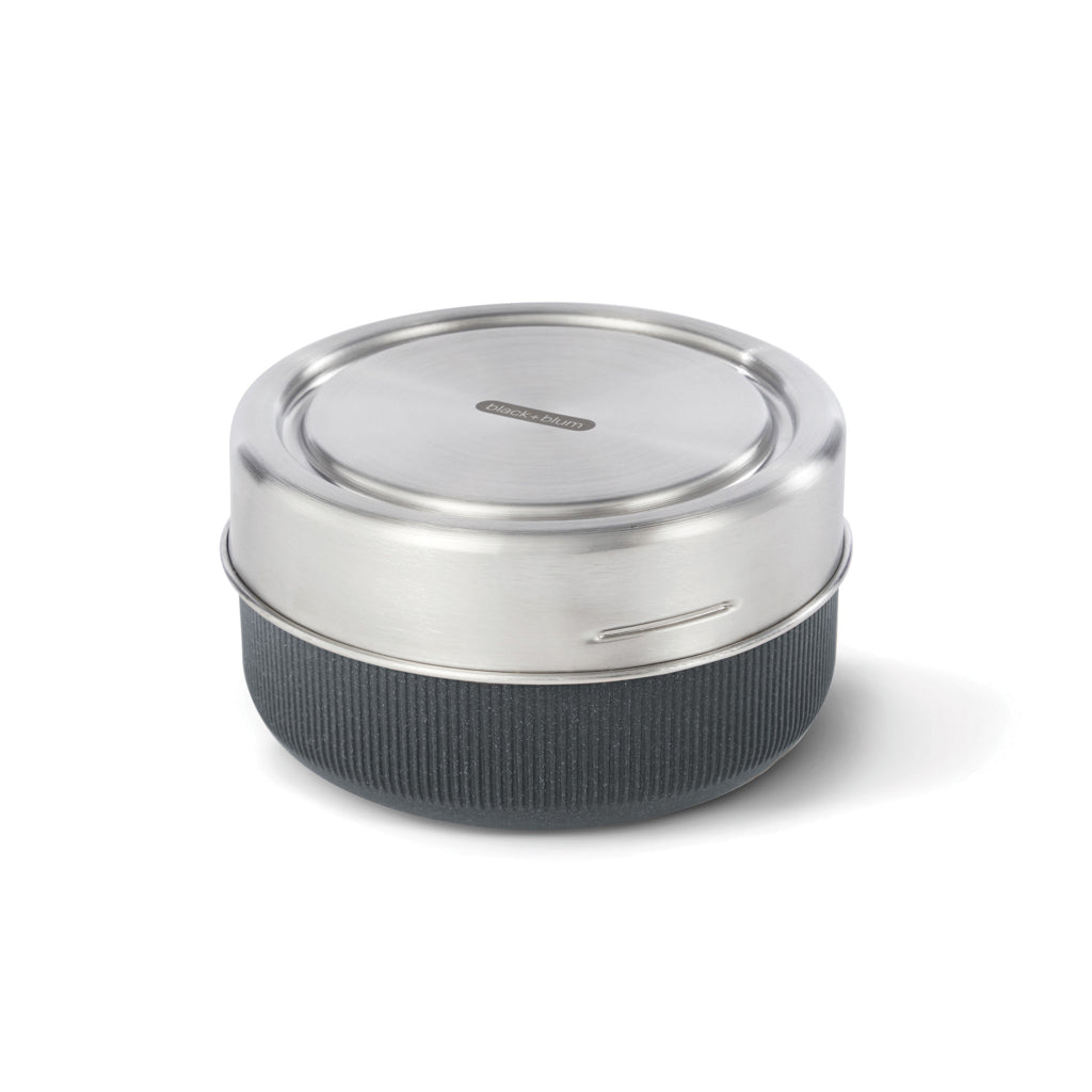 Glazen lunchbowl 750 ml, magnetronbestendig, zilver