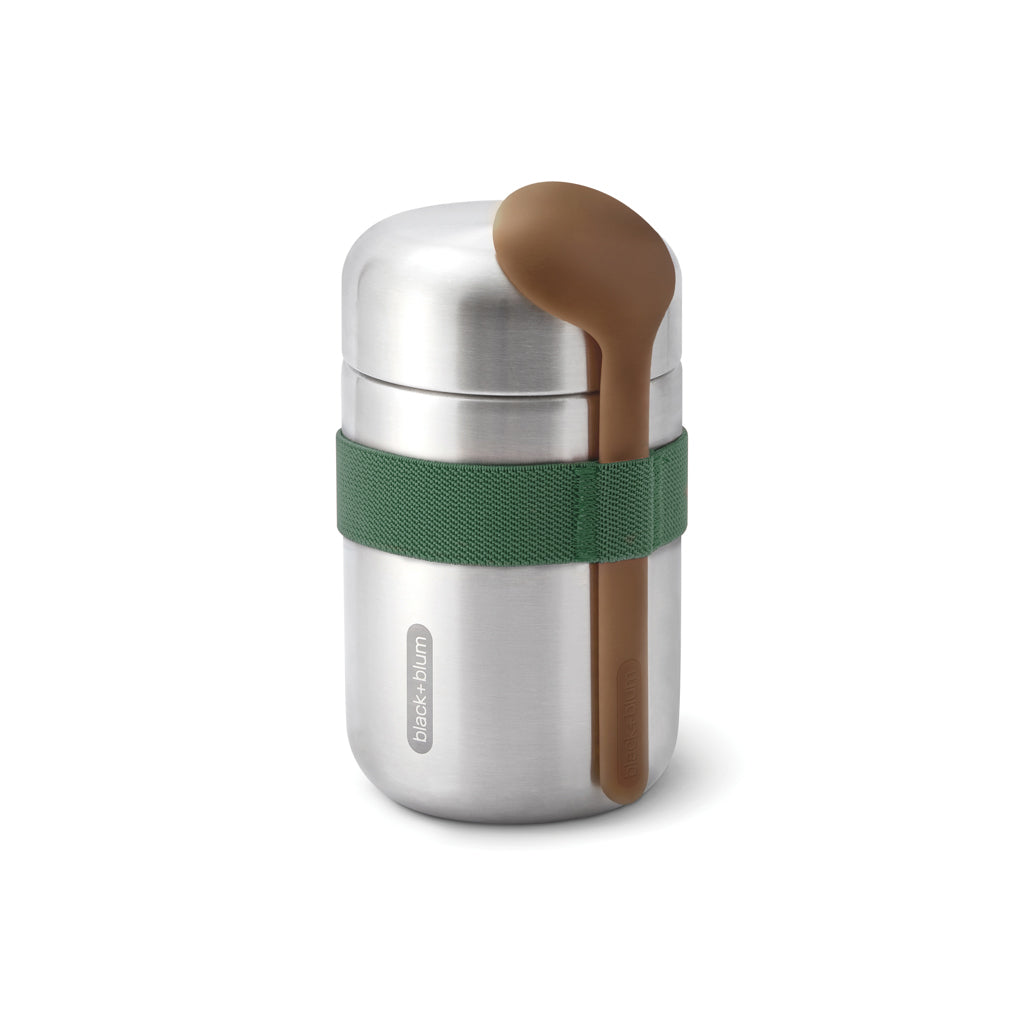 Voedselcontainer 400 ml met roestvrijstalen deksel, olijfgroen