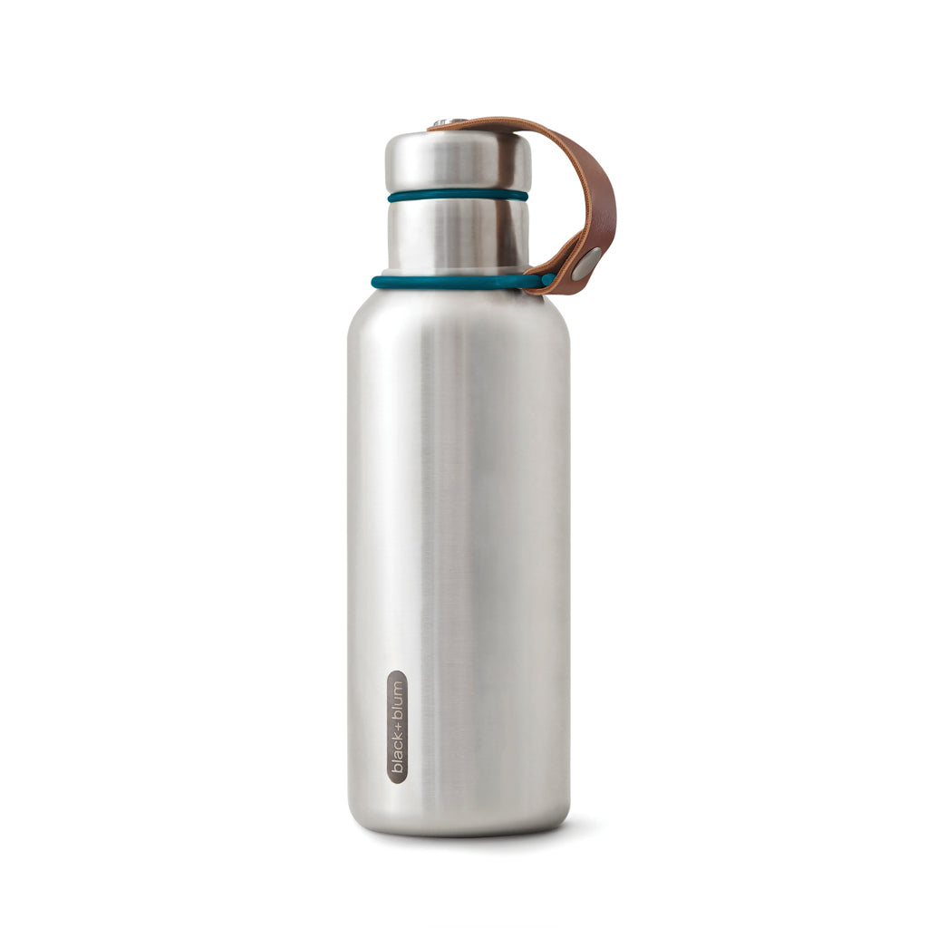 Geïsoleerde waterfles, RVS deksel, turquoise