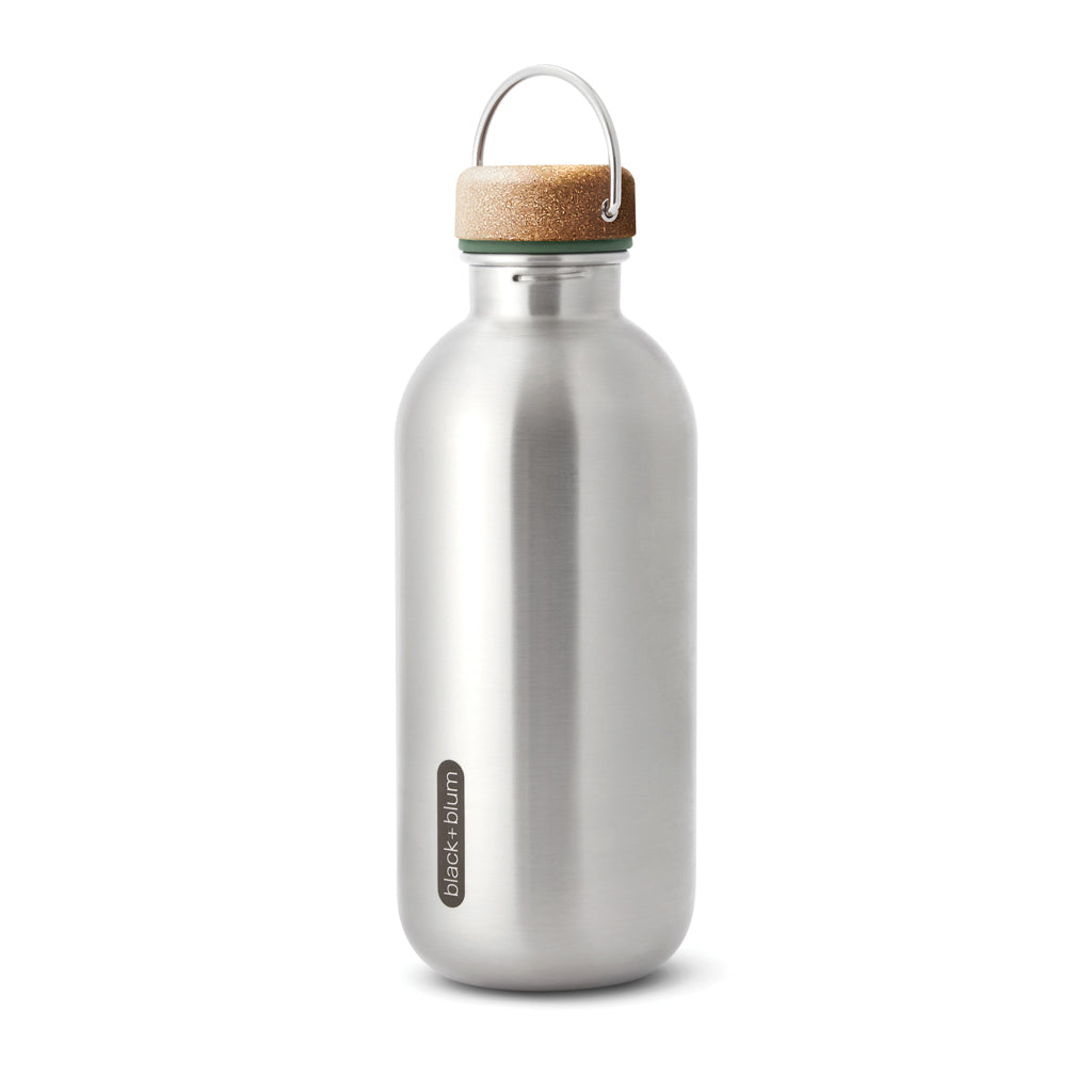 Stalen waterfles 600 ml, licht en compact, olijfgroen