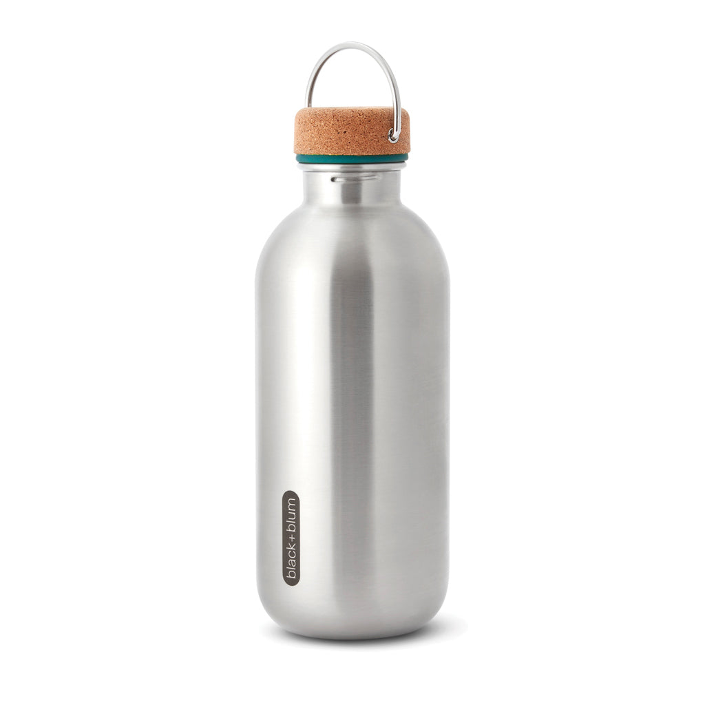 Stalen waterfles 600 ml, licht en compact, turquoise