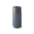 Reisbeker van glas met siliconen hoes, 340 ml, grijs