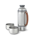 Isoleerfles van RVS, 1 liter, met twee bekers, grijs