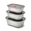 Set van drie RVS meal-prepboxen in drie maten, grijs