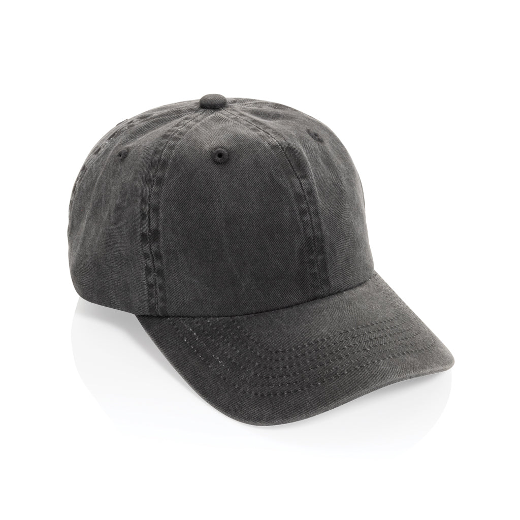 6-panel cap van gerecycled katoen twill, 270 gram, zwart