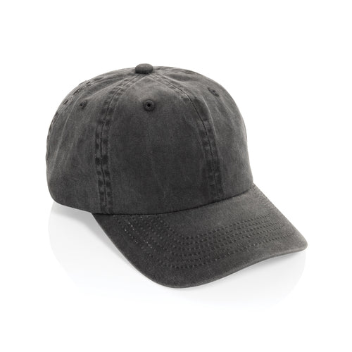6-panel cap van gerecycled katoen twill, 270 gram, zwart