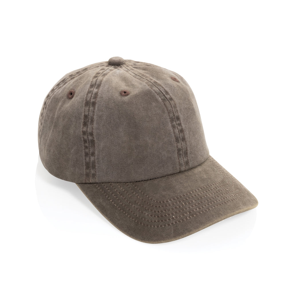 6-panel cap van gerecycled katoen twill, 270 gram, bruin