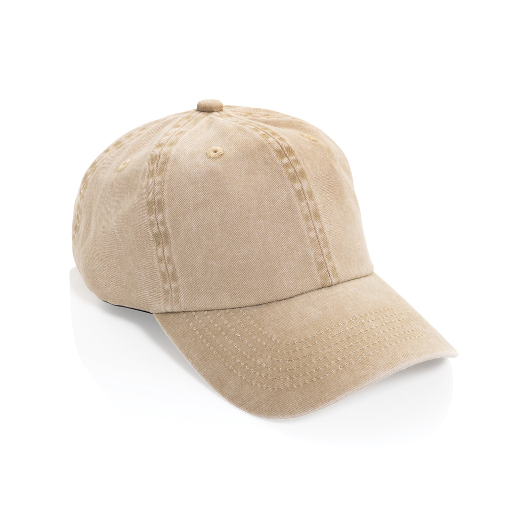 6-panel cap van gerecycled katoen twill, 270 gram, beige