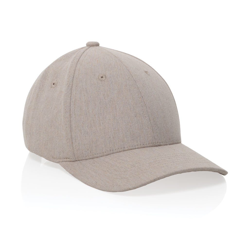 6-panel cap van gerecycled katoen met metalen gesp, gebroken wit
