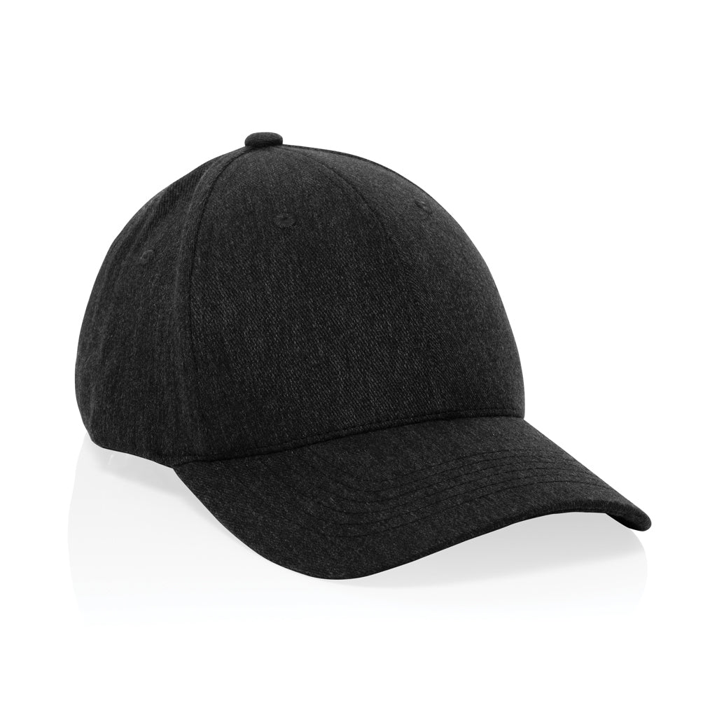 6-panel cap van gerecycled katoen met metalen gesp, zwart