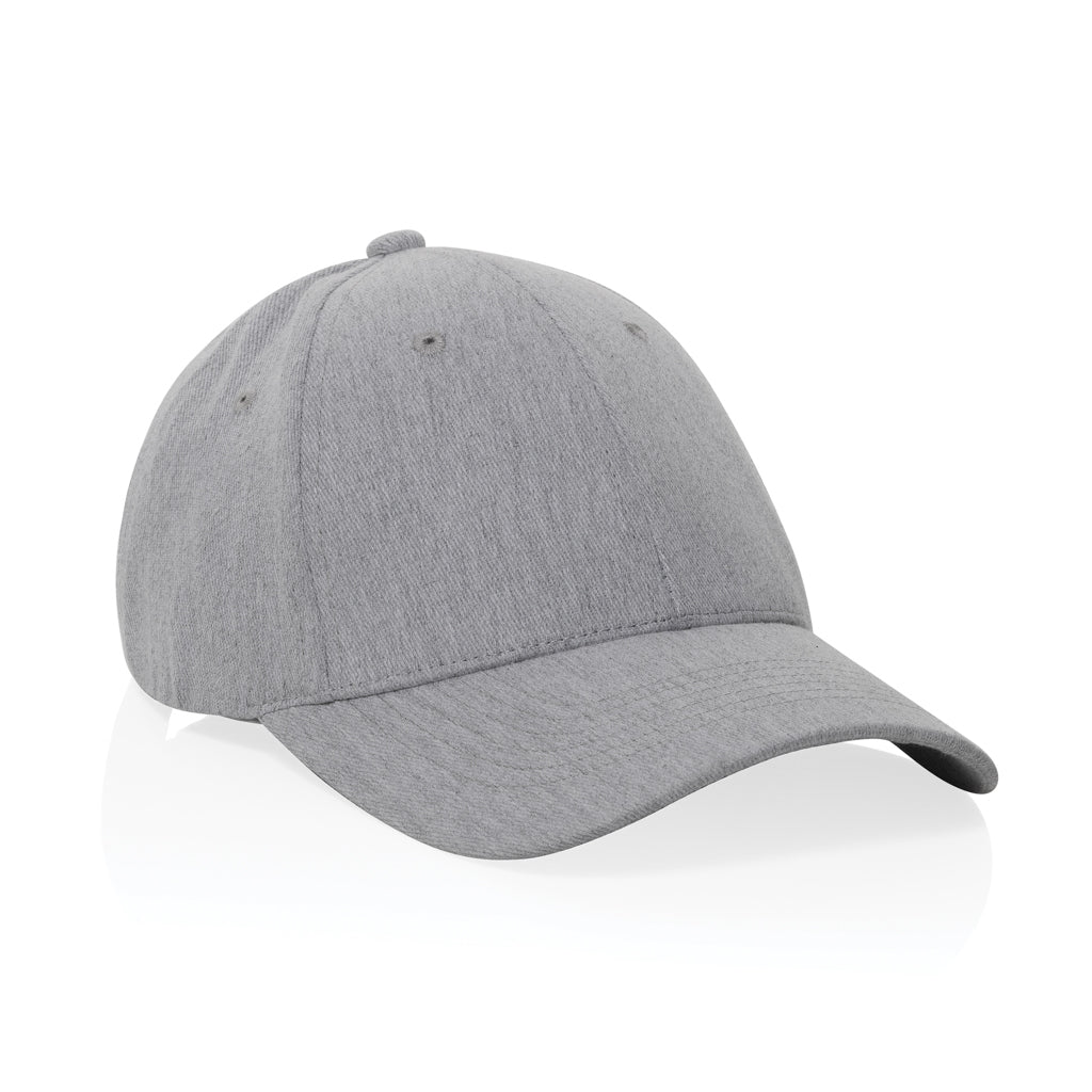 6-panel cap van gerecycled katoen met metalen gesp, grijs