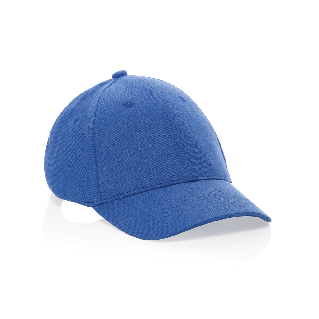6-panel cap van gerecycled katoen met metalen gesp, blauw