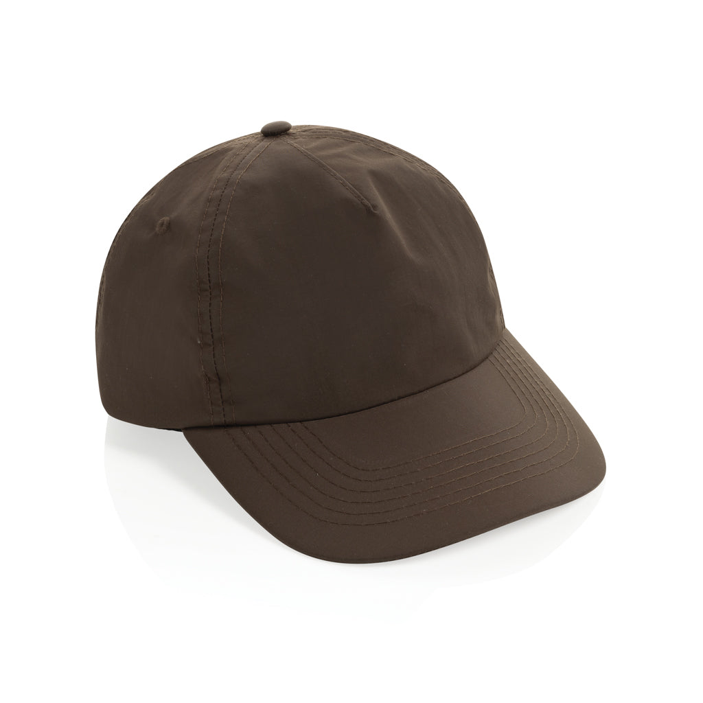 5-panel cap van gerecycled nylon, bruin