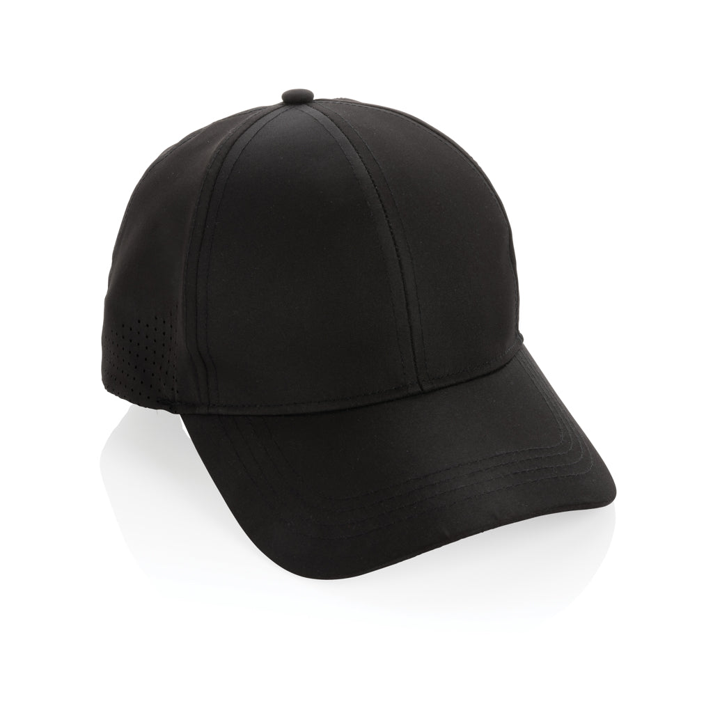 6-panel sportcap van gerecycled PET met ventilatiegaten, zwart