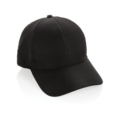 6-panel sportcap van gerecycled PET met ventilatiegaten, zwart
