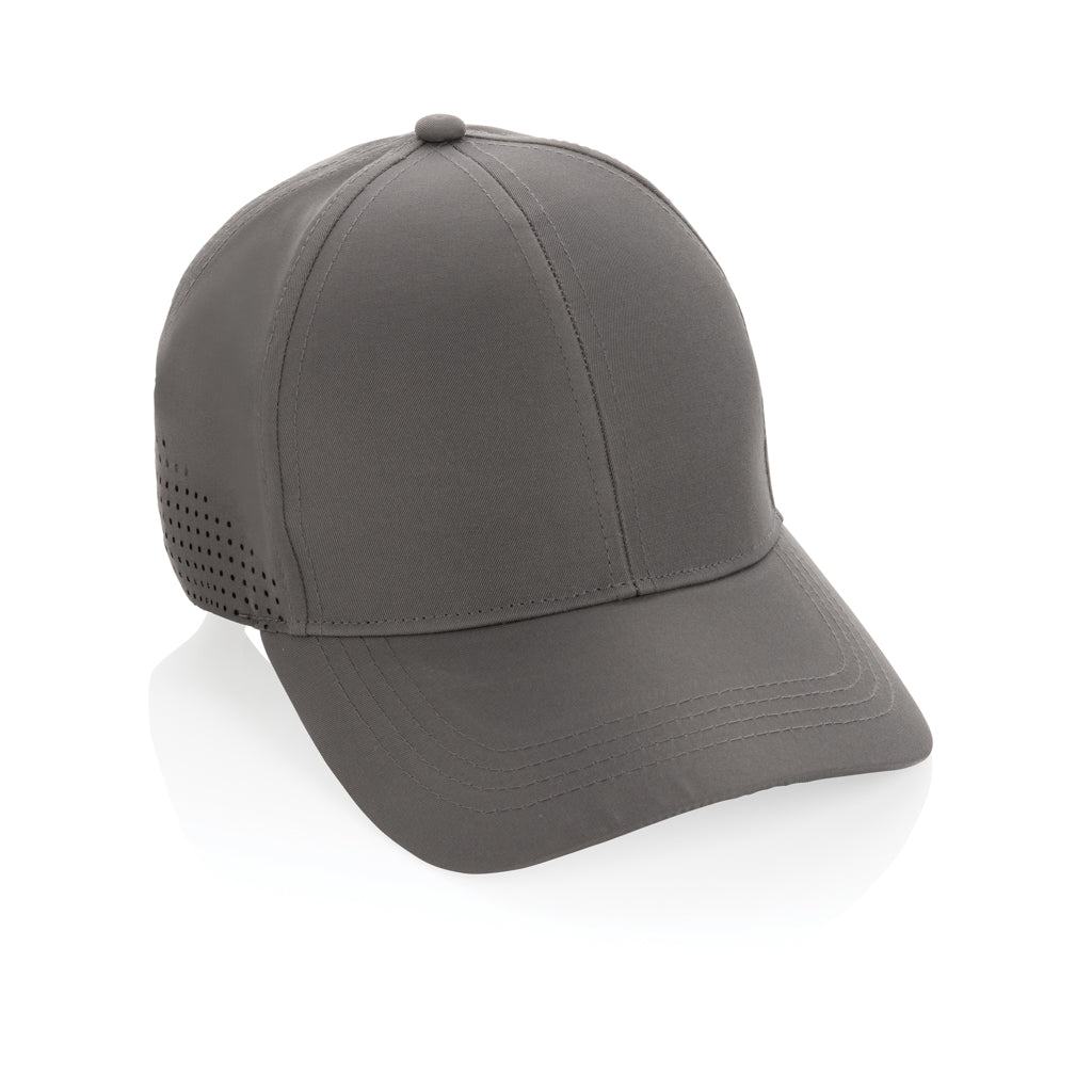 6-panel sportcap van gerecycled PET met ventilatiegaten, grijs