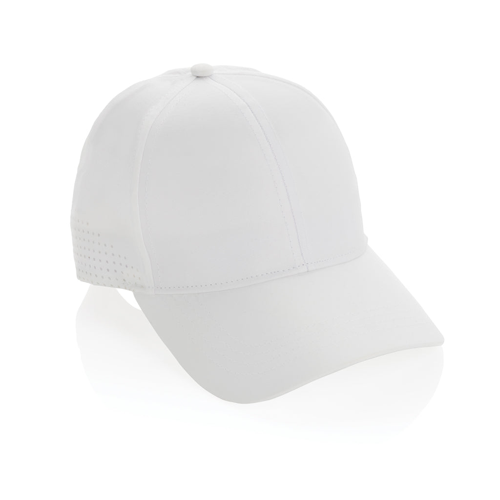 6-panel sportcap van gerecycled PET met ventilatiegaten, wit