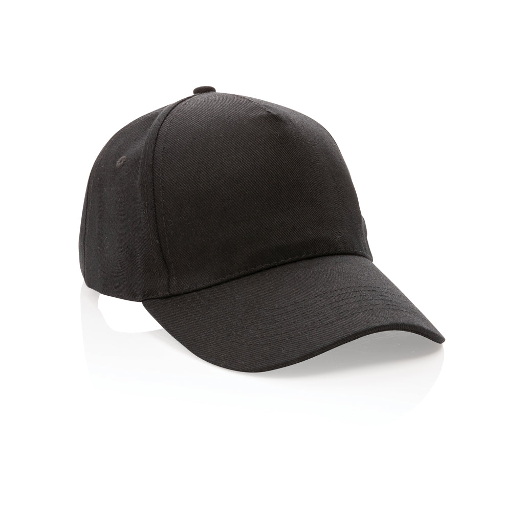 5-panel cap van gerecycled katoen, 280 gram, zwart