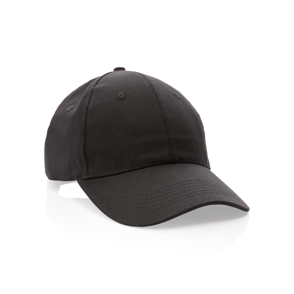 6-panel cap van gerecycled katoen, 190 gram, zwart