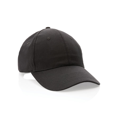 6-panel cap van gerecycled katoen, 190 gram, zwart