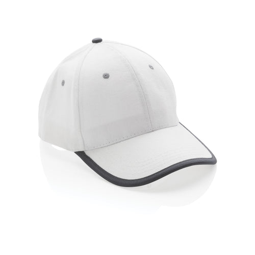 6-panel cap van gerecycled katoen met contrasterende bies, wit