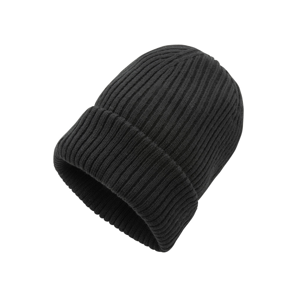 Dubbel gebreide omslagmuts, Polylana-garen, zwart