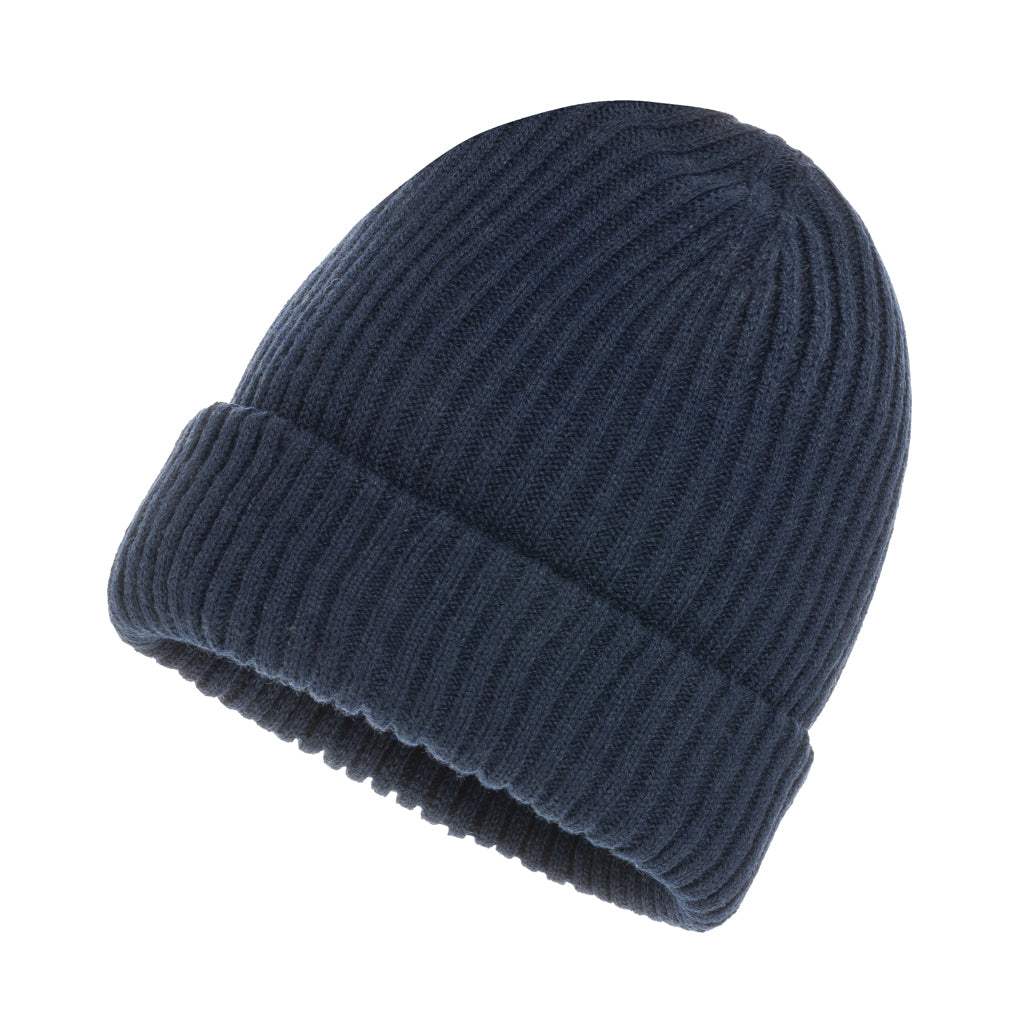 Dubbel gebreide omslagmuts, Polylana-garen, donkerblauw