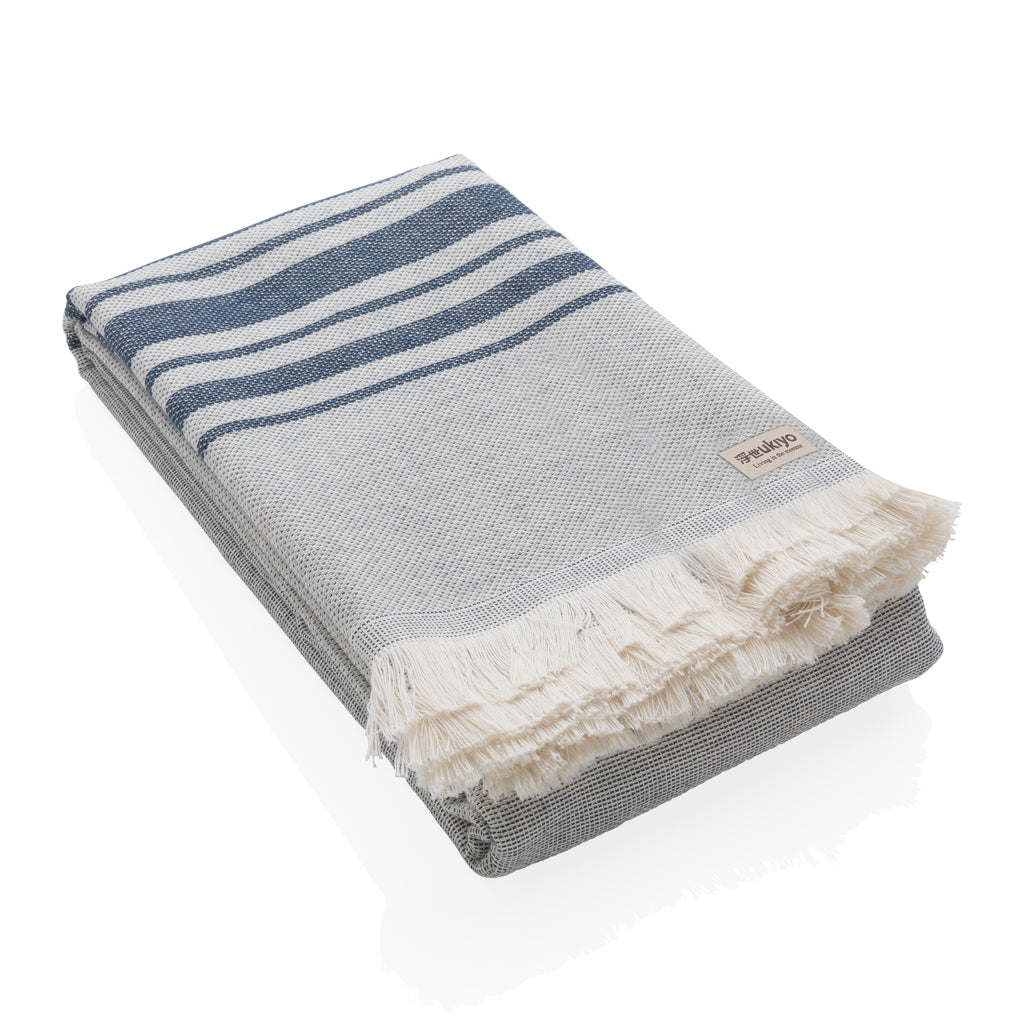 Hamamdoek van gerecycled katoen, 100 x 180 cm, donkerblauw