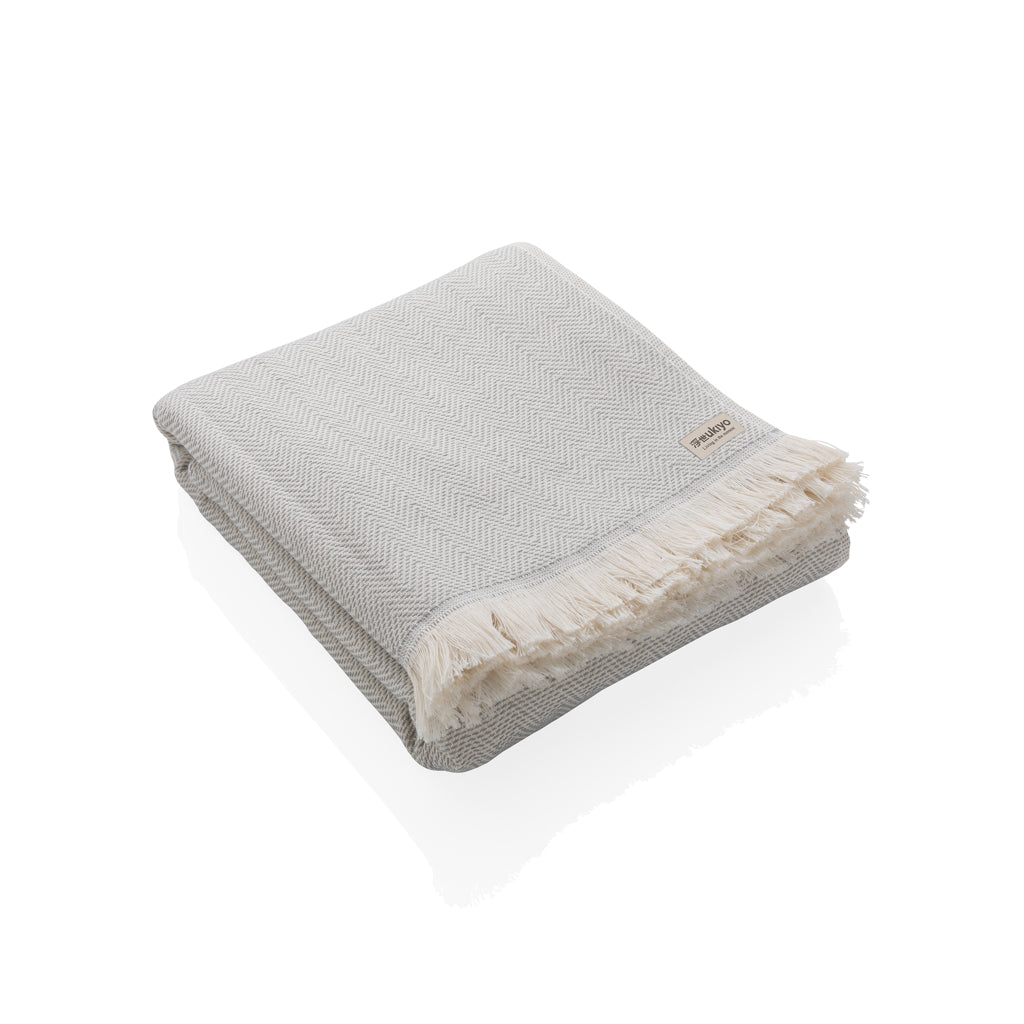 Veelzijdige deken en handdoek van gerecycled katoen, grijs