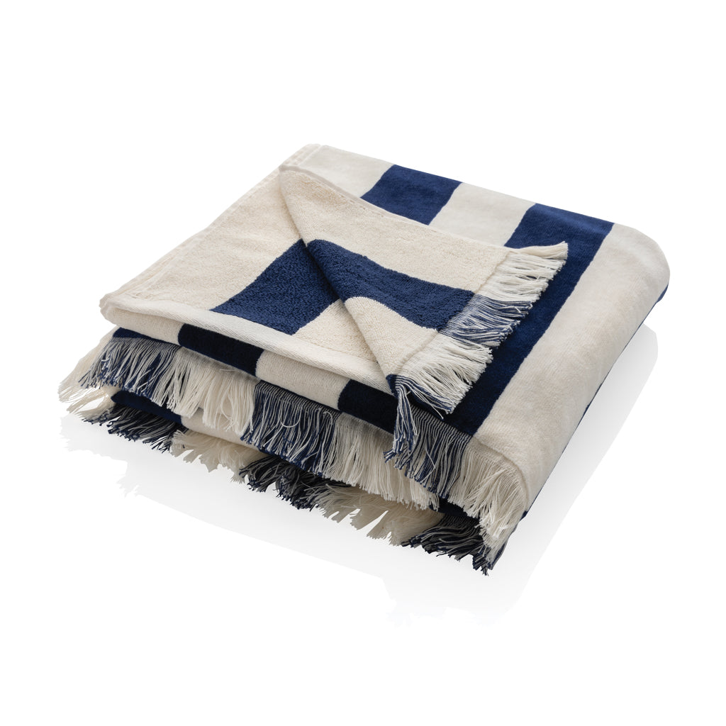 XL strandlaken van gerecycled katoen, 100 x 180 cm, donkerblauw