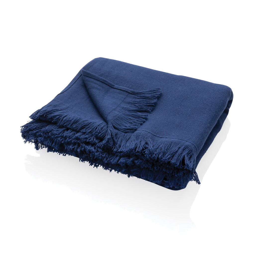 Effen hamamdoek van gerecycled katoen, 100 x 180 cm, donkerblauw