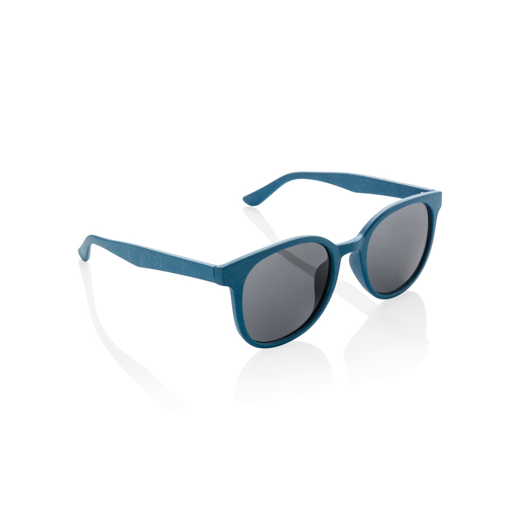 Zonnebril met montuur van tarwestro, blauw