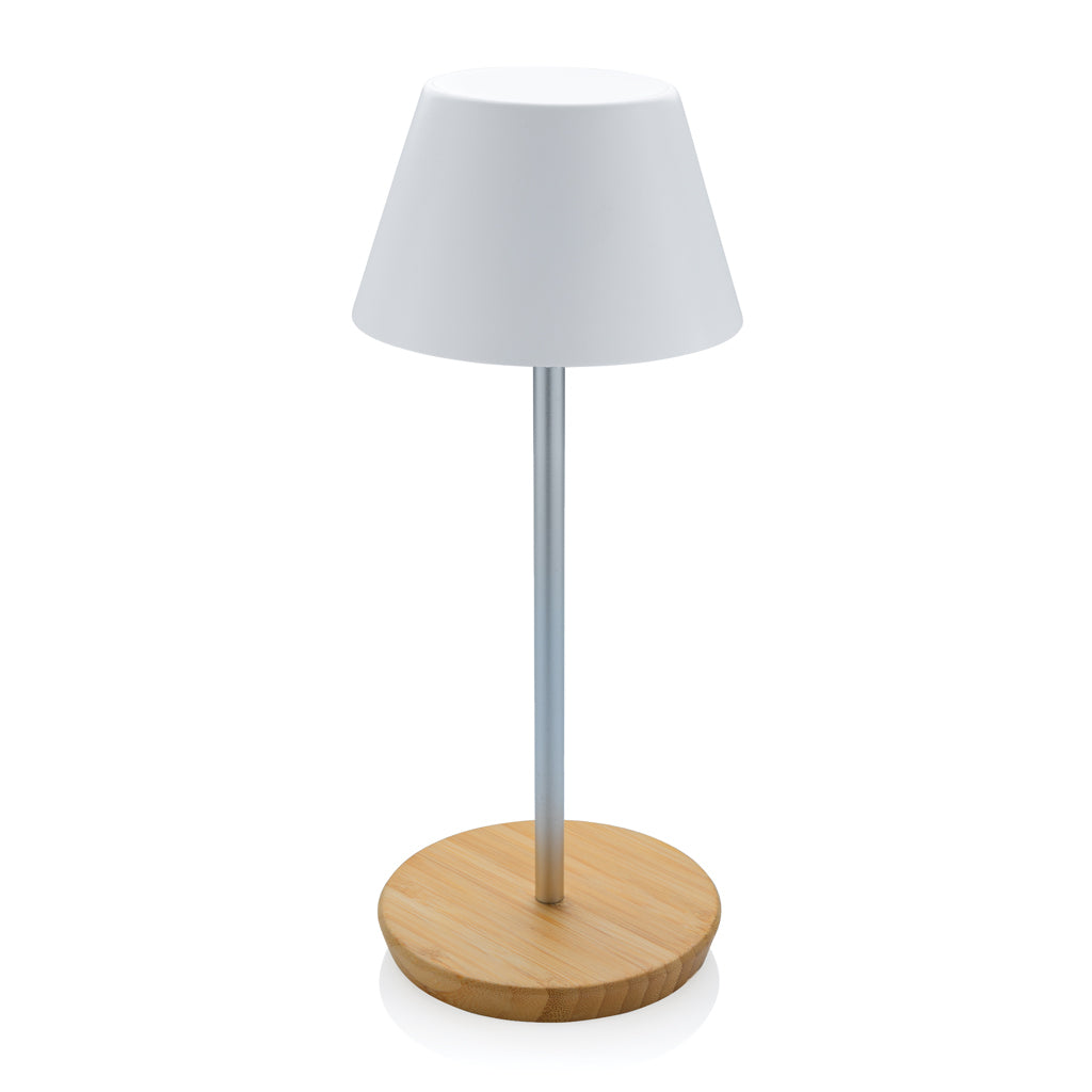 USB-oplaadbare tafellamp van bamboe en gerecycled plastic, wit