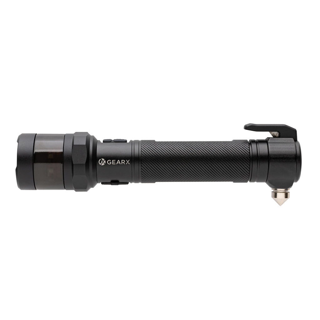 Heavy-duty veiligheidszaklamp met nood-led, 500 lumen, zwart